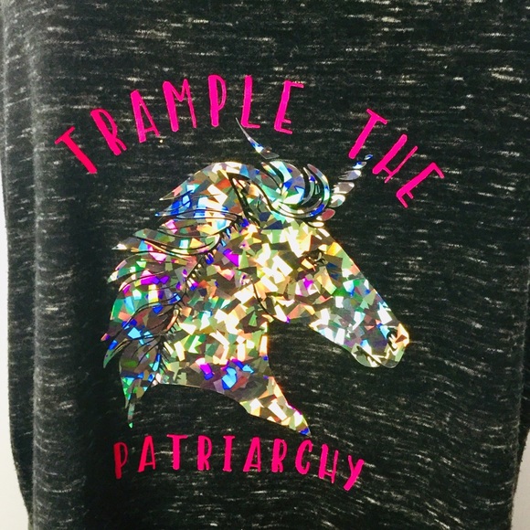 Threadfast Apparel Tops - Unicorn Graphic Tank Top M Black Gray Space Dye